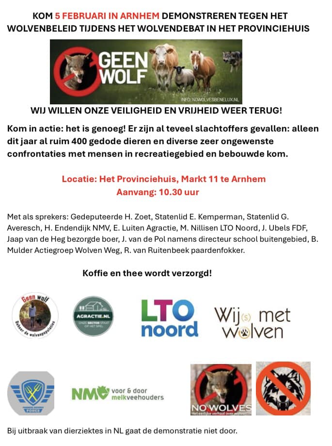 Woensdag 5 februari 2025 demonstratie in Arnhem